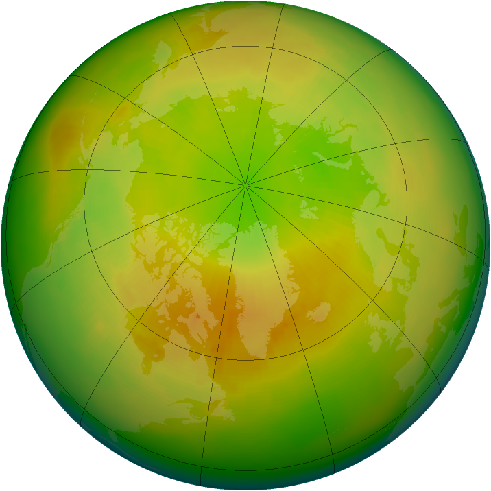 Arctic ozone map for April 1990